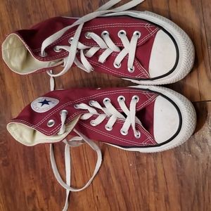 Maroon high top Converse. Women's size 6.